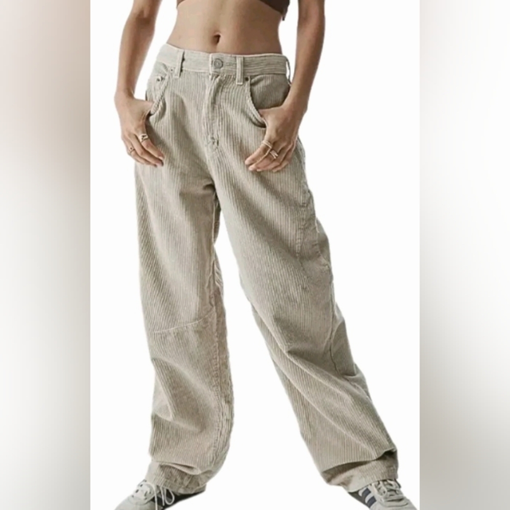 Urban Outfitters BDG High Rise Baggy Corderoy Pants 25 UO Gray NEW NWT